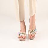 floral embossed wedges