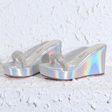 METALLIC EMBELLISHED VINYL HIGH PLATFORMS