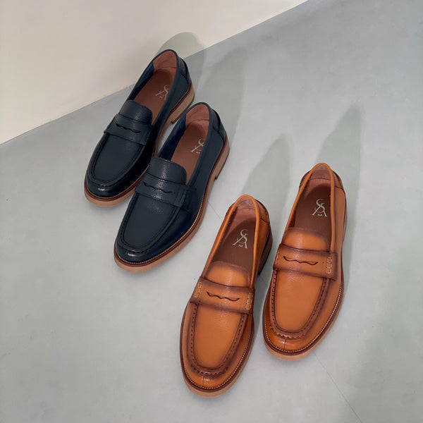 Grained Leather Penny Loafers