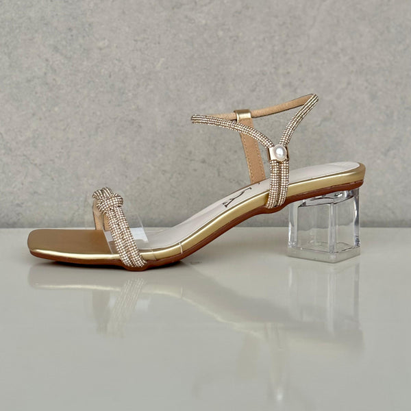 Luxe Crystal Strap Low Heels