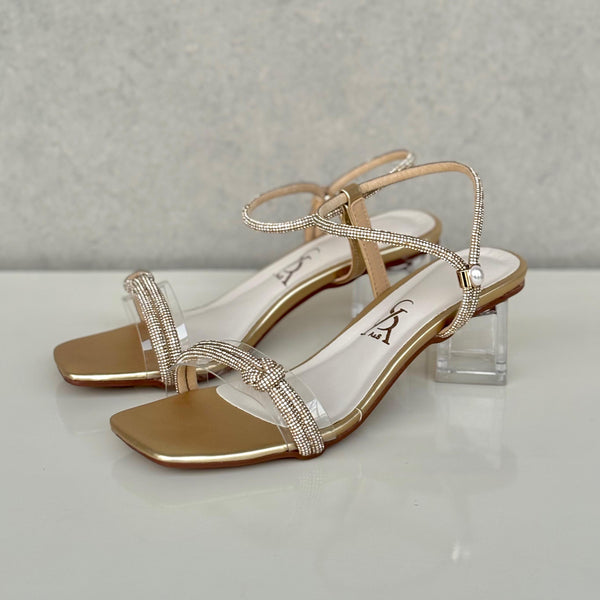 Luxe Crystal Strap Low Heels