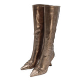 Pleated Golden Detail Long Boots