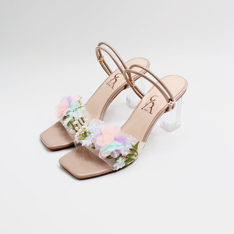 Glass block 2024 heel sandals